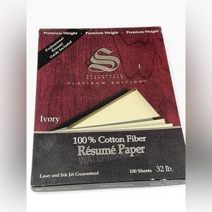 Southworth Resume Paper 100% Cotton Ivory 50 Sheets Platinum Edition Vintage USA